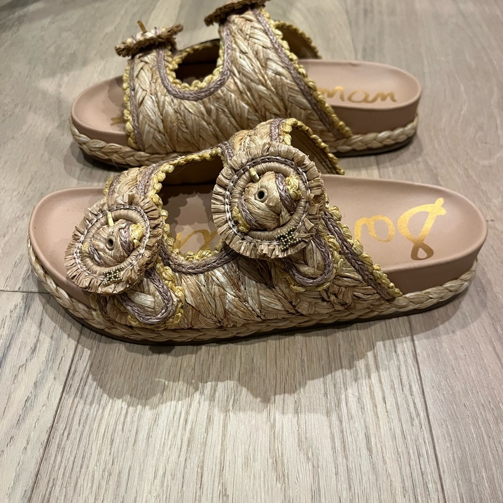 Sam Edelman Woven Tan Slide Sandals - Picture 2 of 2